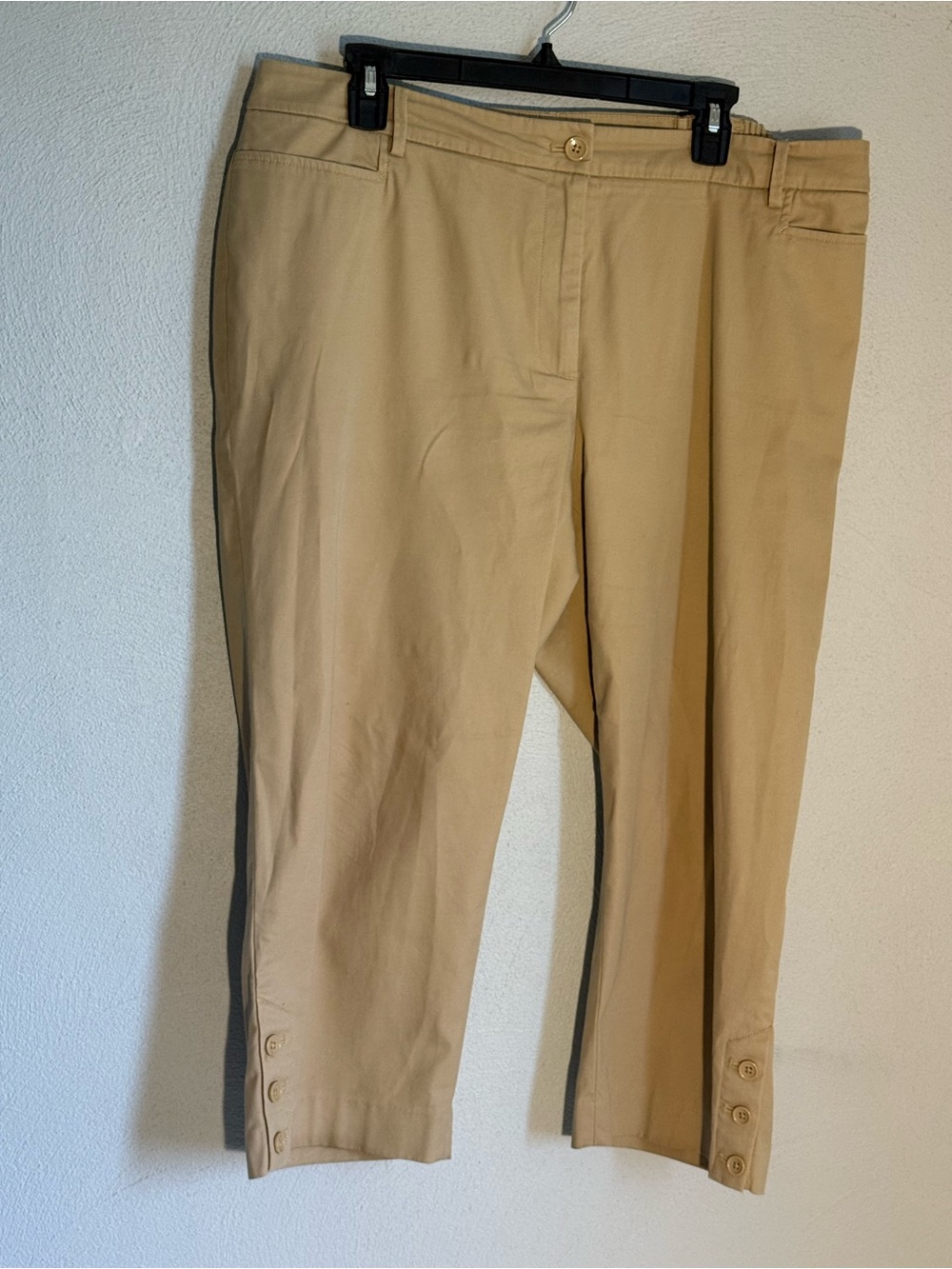 Talbots Beige Tan Capri Pants with Buttoned Ankles